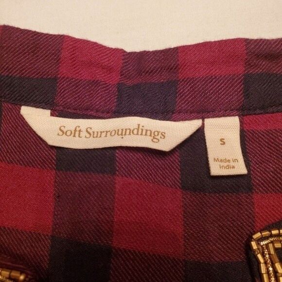 Soft Surroundings Webster Buffalo Plaid Embellished Tunic Top - Picture 9 of 11